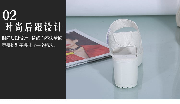 Summer New White High-heeled Women's Sandals Women's Chunky Heel Wedge Platform Sandals Fish Mouth Shoes Roman Sandals for Women