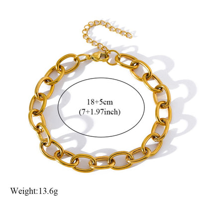 Pulseira de Corrente de Contas de Aço Inoxidável 316L EILIECK para Mulheres, Charme de Metal Banhado a Ouro 18K, Joia Moderna com Design Exclusivo
