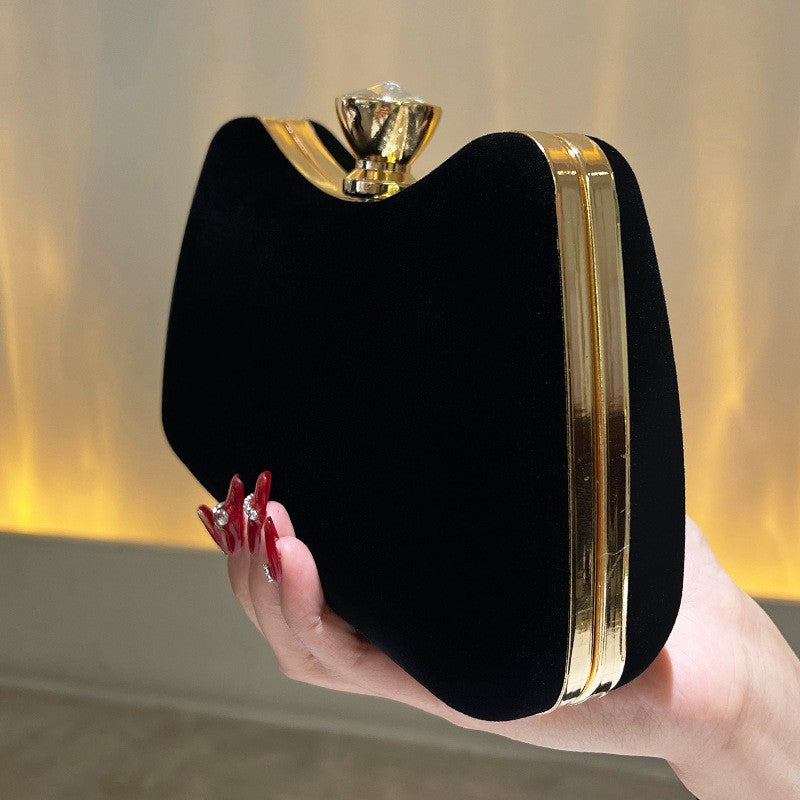 Luxury Black Satin Evening Clutch Bag High-Quality Flannel Small Handbag Elegant Dinner Party Crossbody Wallet for Women