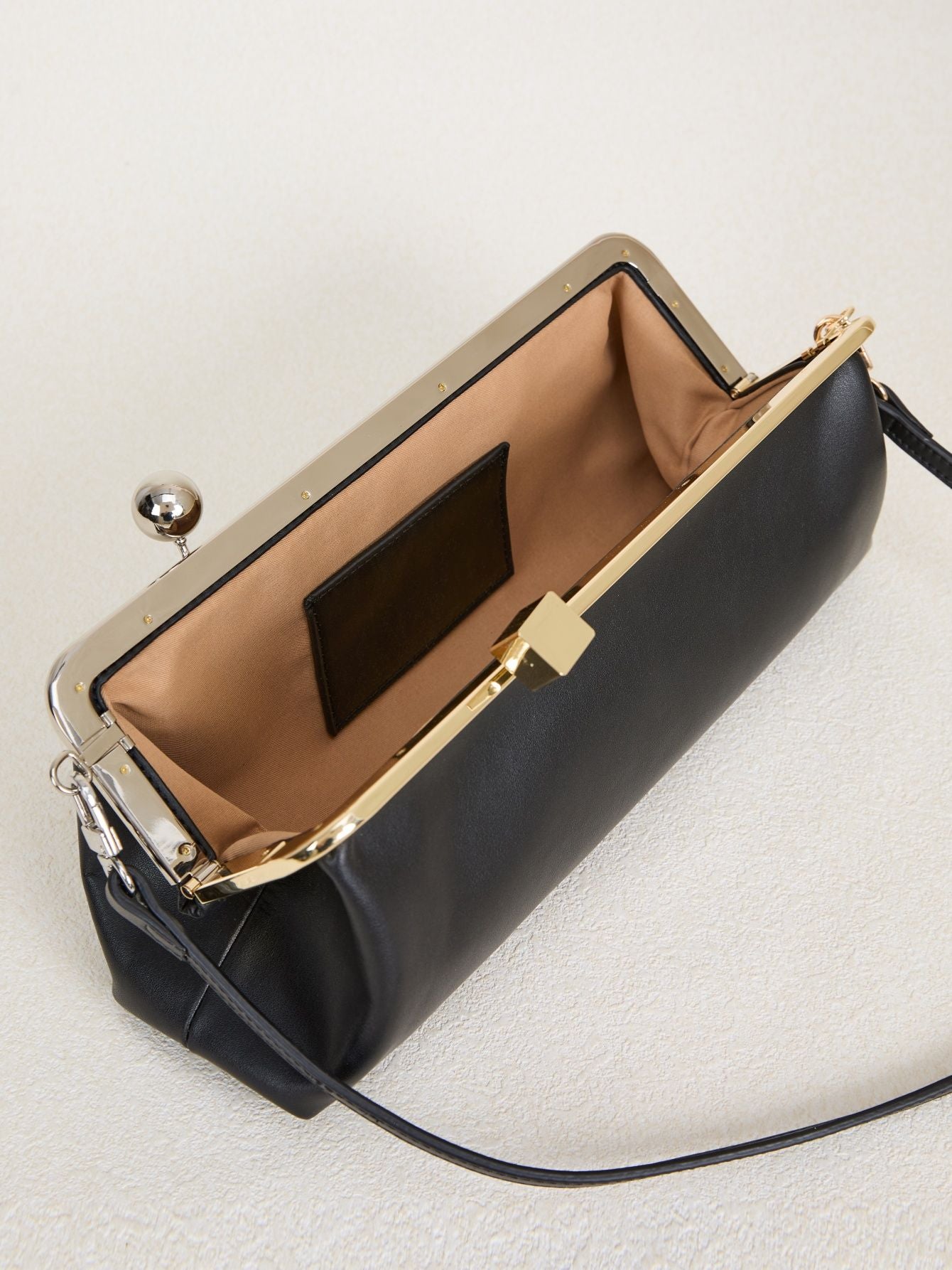 women frame design black clasp clutch purse evening dinner party bag 2025 new microfibe leather shoulder bag