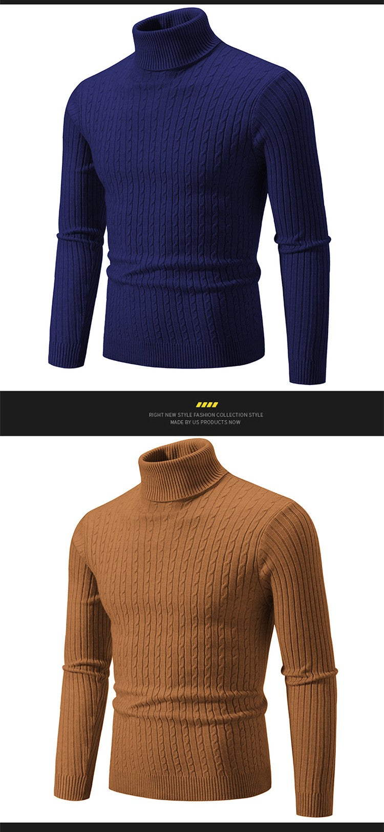 Autumn and Winter Men's Sweater Thin Elastic Fine Knitted Warm Top Versatile High Neck Solid Color Tight Fitting Pullover Top