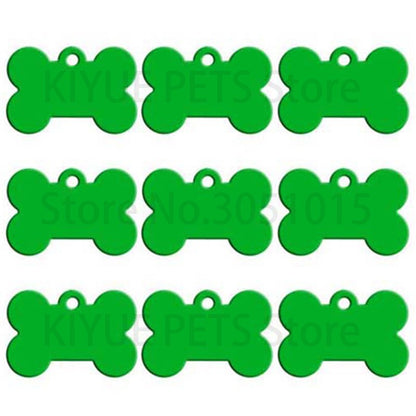 Wholesale 100Pcs Bone Dog ID Tag Engraving Pet Dog ID Tags Collars Bone Name Number Tags Customized Anodizing aluminum Puppy Tag