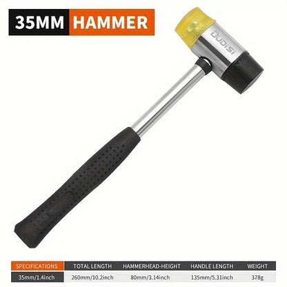 1 martelo de borracha, equipado com um medidor de anel de madeira para reparo e ajuste, martelo de borracha para instalação, martelo de percussão