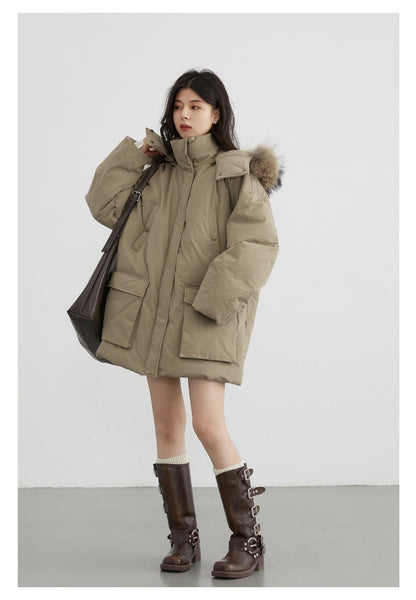 CHIC VEN Women Down Coats Solid Outdoor Loose Casual Down Jacket  Thickened Parka Jackets Female Overcoat Autumn Winter 2023