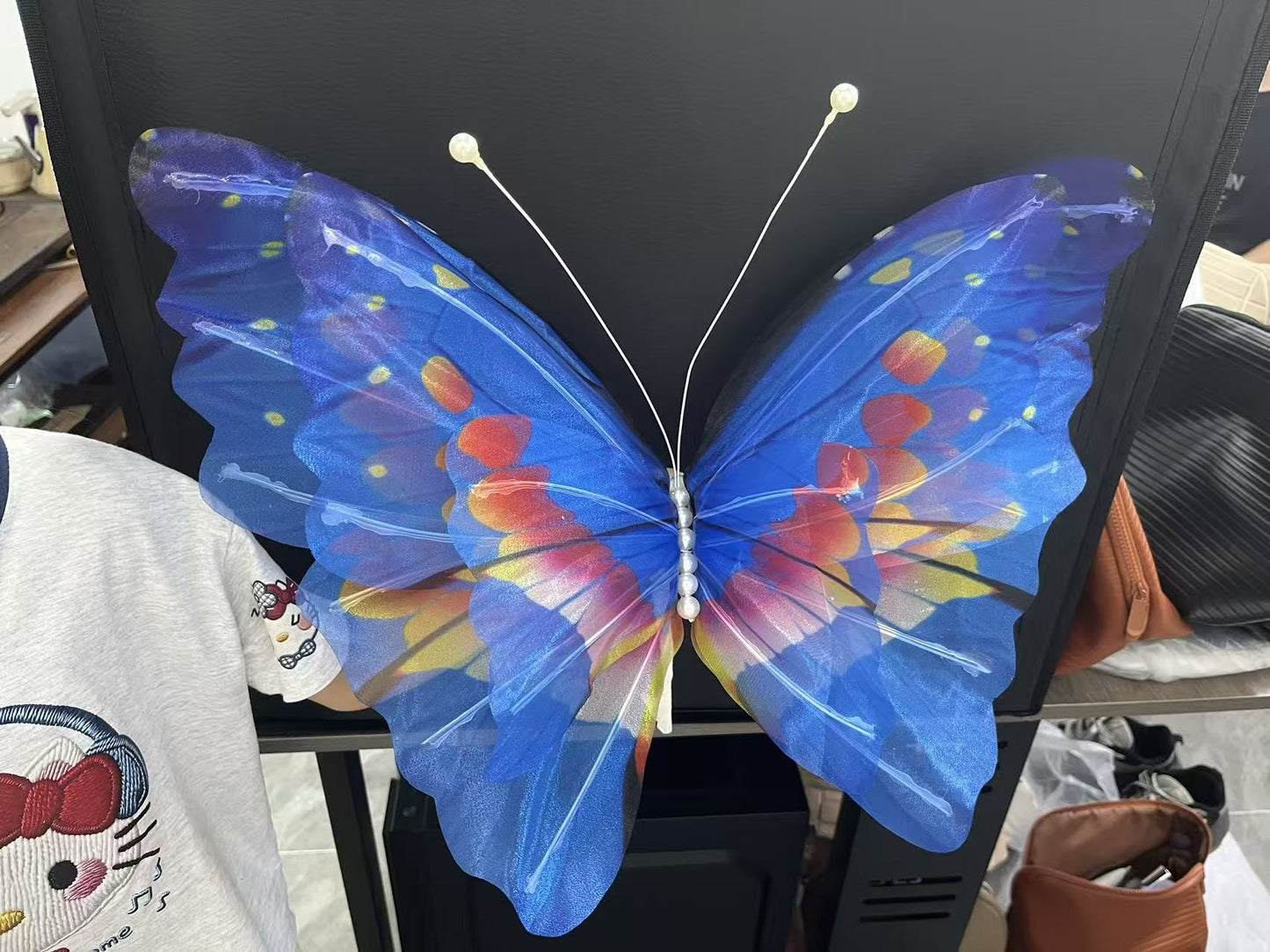 1/2/4pcs 50cm 3D Gradient Silk Butterfly,Wavy Petal Edge,Glitter Org Layered,for Wedding/Party/Photo Gift