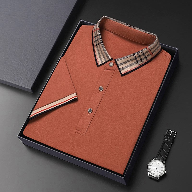 Original Quality Men's Polo Shirt High-End Striped Print Short Sleeve Classic Lapel T-Shirt Business Casual fashion Menswear Top