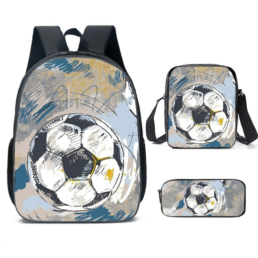 Luxury Popular football 3D Print 3pcs/Set pupil School Bags Laptop Daypack Backpack Inclined shoulder bag Pencil Case