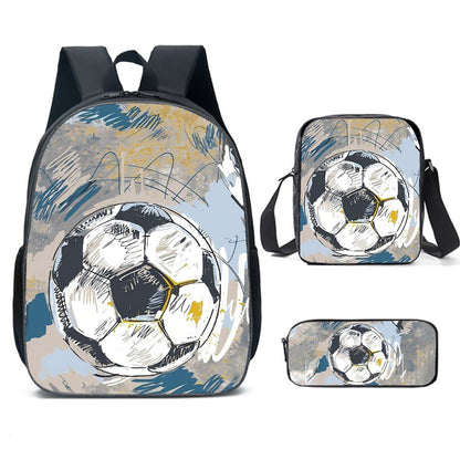 Luxury Popular football 3D Print 3pcs/Set pupil School Bags Laptop Daypack Backpack Inclined shoulder bag Pencil Case