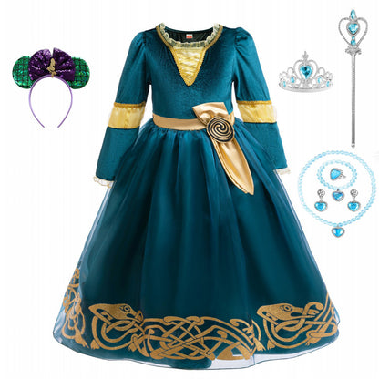 Princess Merida Dress Cosplay Brave Stage Performance Clothes  Cosplay Halloween Carnival Party Apparel Birthday Gift