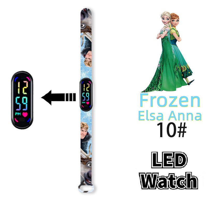 Disney Frozen Digital Kids' Watches Anime Figures LED Luminous Watch Touch Waterproof Electronic Sports Watch Kids Birthday Gift