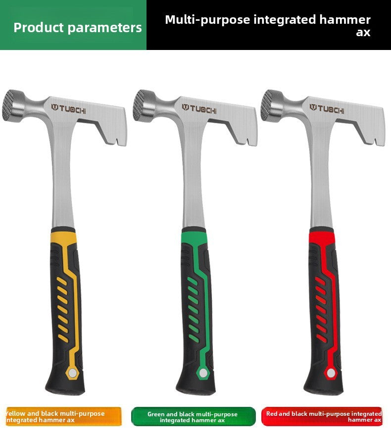 Martelo Multifuncional Integrado Machado,Martelo de Quebra-gelo para Pedreiras, Mineração e Montanhismo,Martelo de Metal com Cabeça Redonda para Uso Doméstico