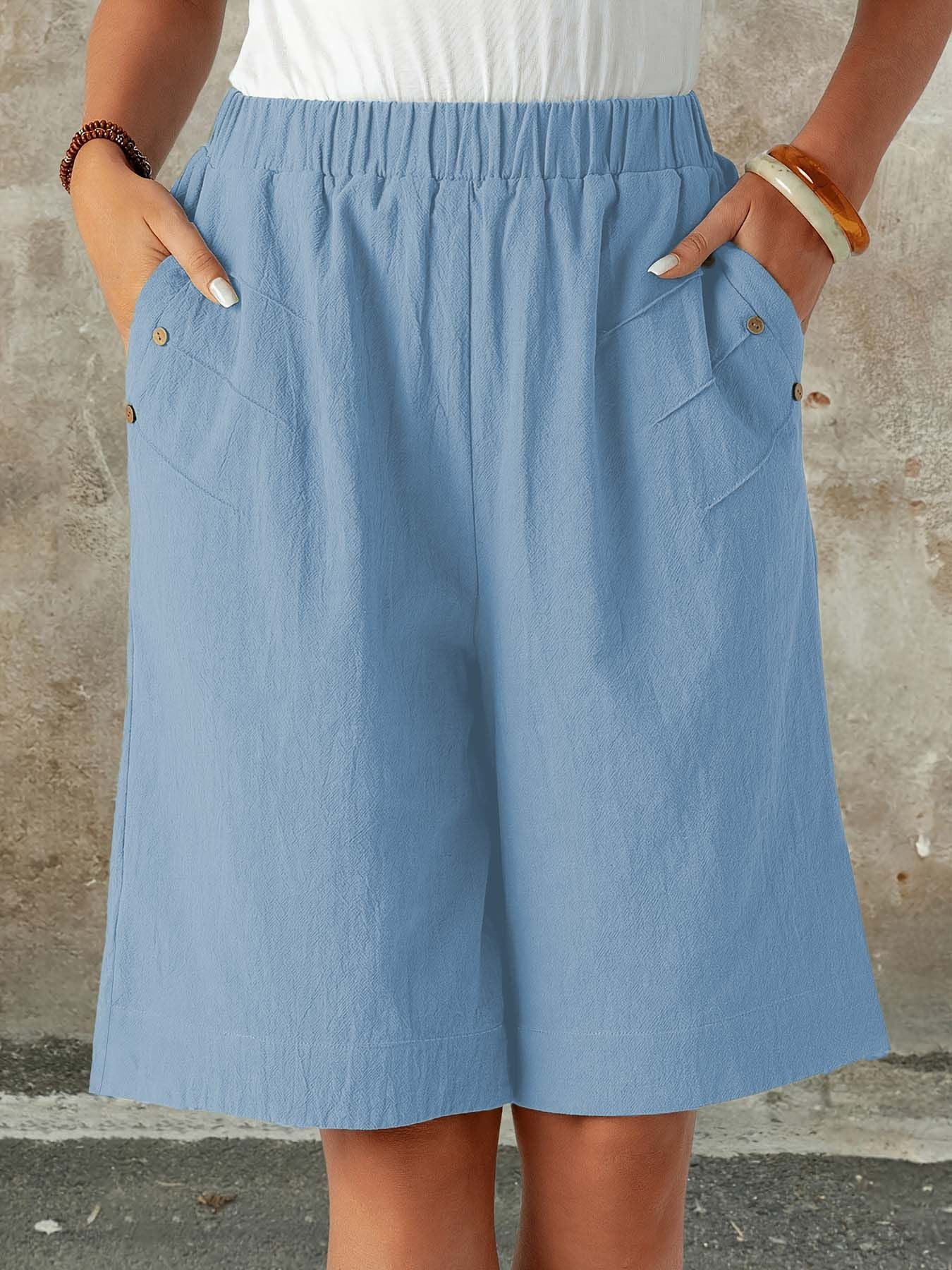 Women's 2025 Summer Shorts - High Waist 5-Inch Casual Lounge Shorts, Solid Color Straight Leg Home & Outdoor Wear