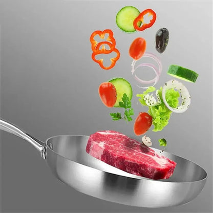 Panela de Fritura de Aço Inoxidável 304 Antiaderente Panela de Bife Frito Panela de Cozinha Sem Revestimento para Fogão a Gás e Fogão de Indução