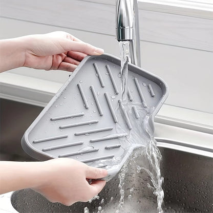 1/2pcs Kitchen Sink Silicone Tray With Drain Soap Sponge Storage Holder Countertop Sink Scrubber Brush Soap Storage Rack