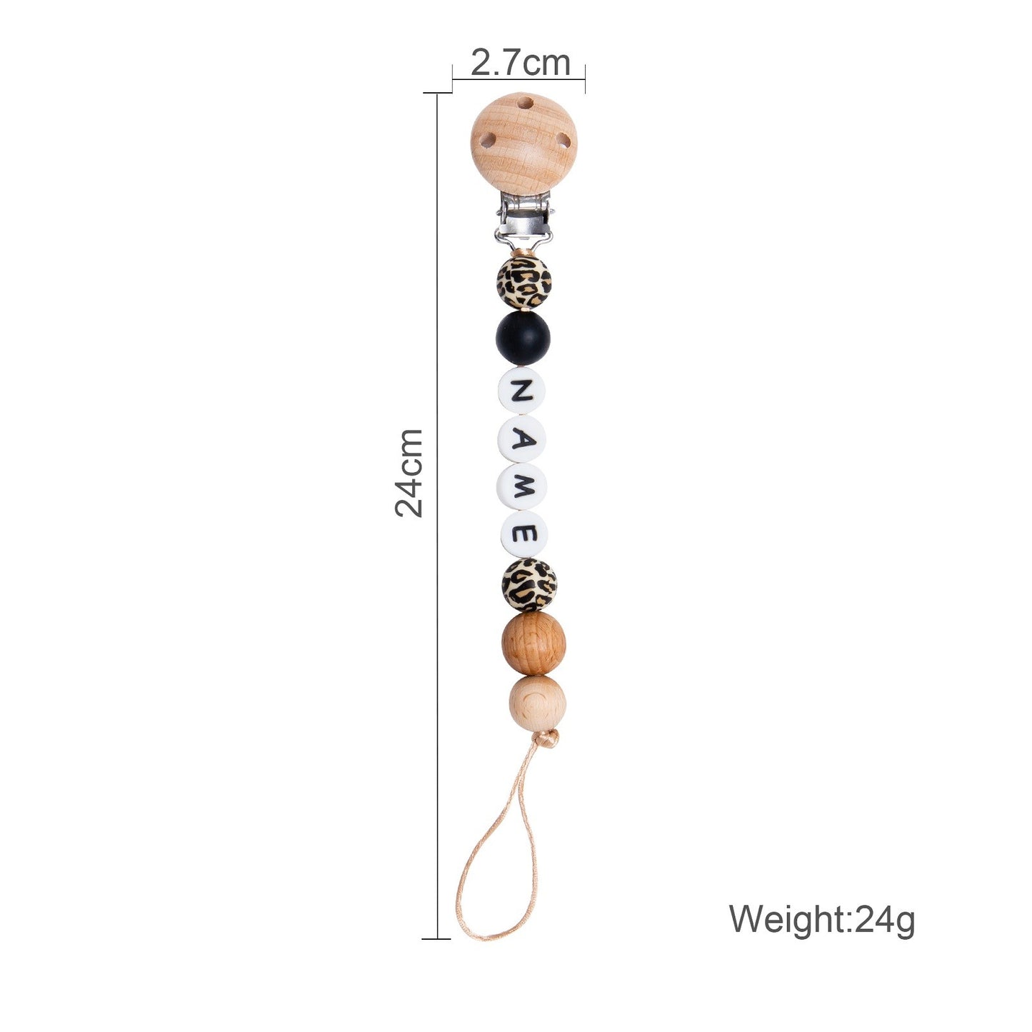 Baby Silicone Leopard animal custom pacifier chain Holder Personalized Name Baby Teether Teething pacifier Chain Clip Kids Goods