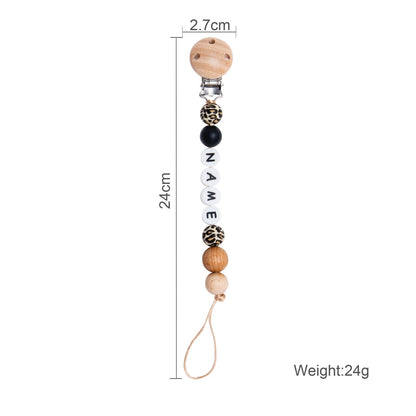 Baby Silicone Leopard animal custom pacifier chain Holder Personalized Name Baby Teether Teething pacifier Chain Clip Kids Goods