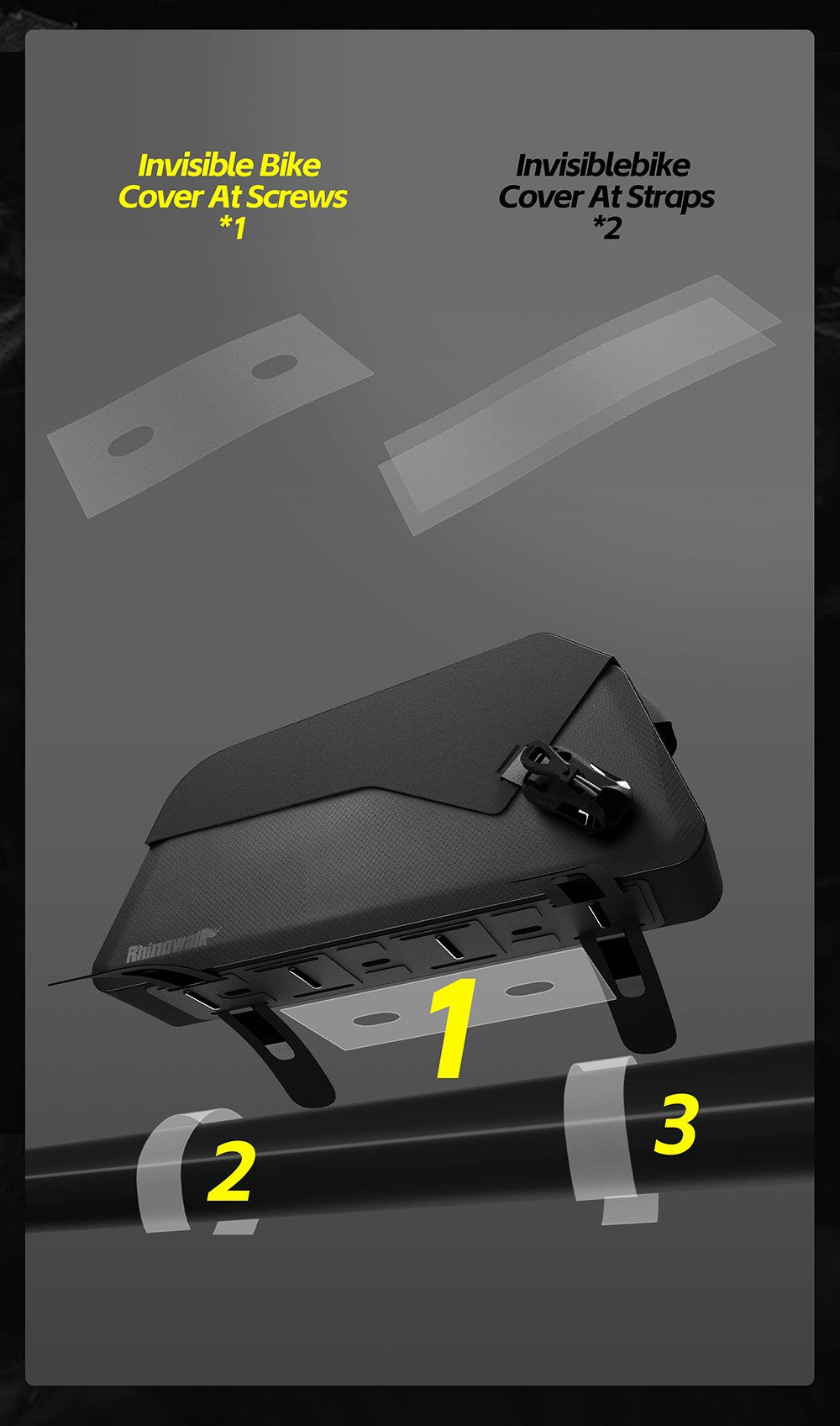 Rhinowalk Bicycle Top Tube Bag Waterproof Bike Front Frame Storage Bag Screw & Strap fixed Cycling Travel For MTB Road Gravel