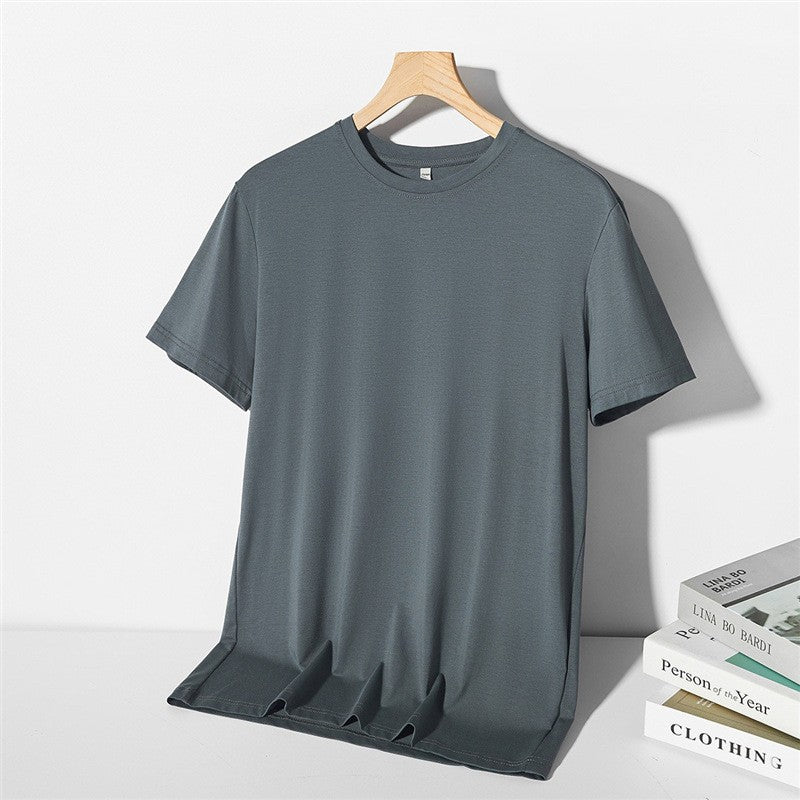 Men's Summer New Ice Silk Short-Sleeved T-Shirt Ice Cool Silk Smooth Men's Thin Top Loose Half-Sleeved Men's Body Shirt Pajamas