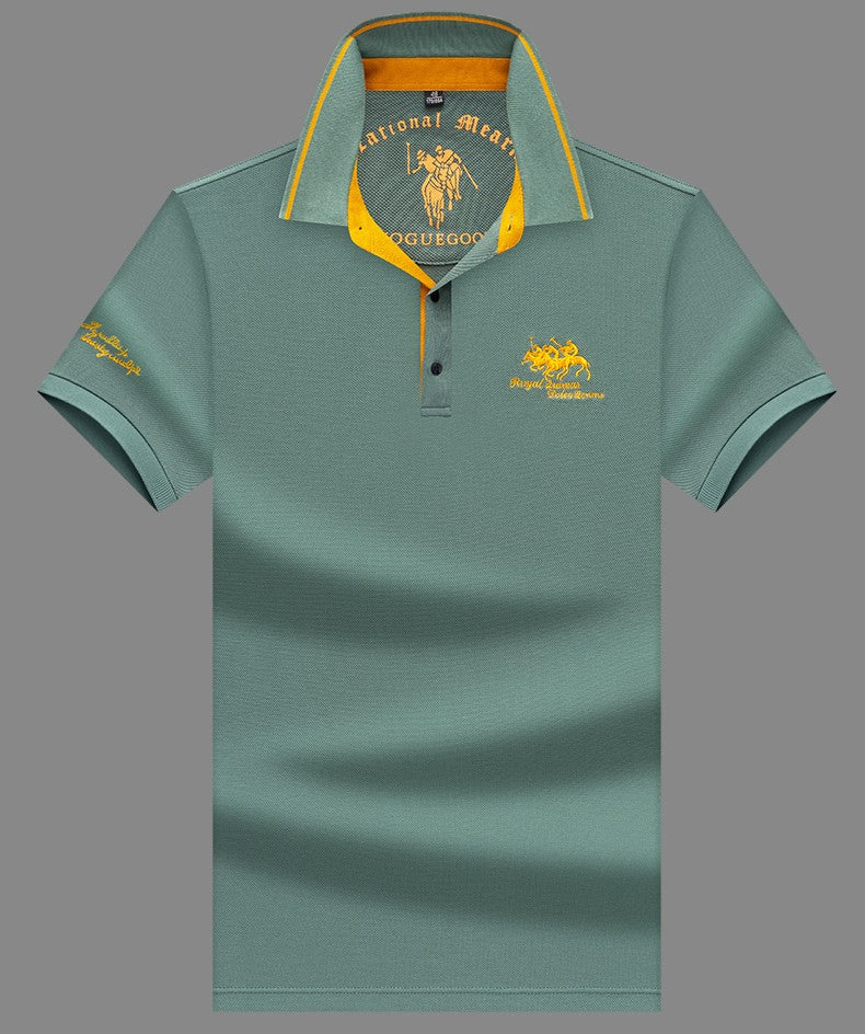Summer New Embroidered Cotton Short Sleeved Polo Shirt for Men's Fashion, Casual, Comfortable, and Breathable T-shirt Top
