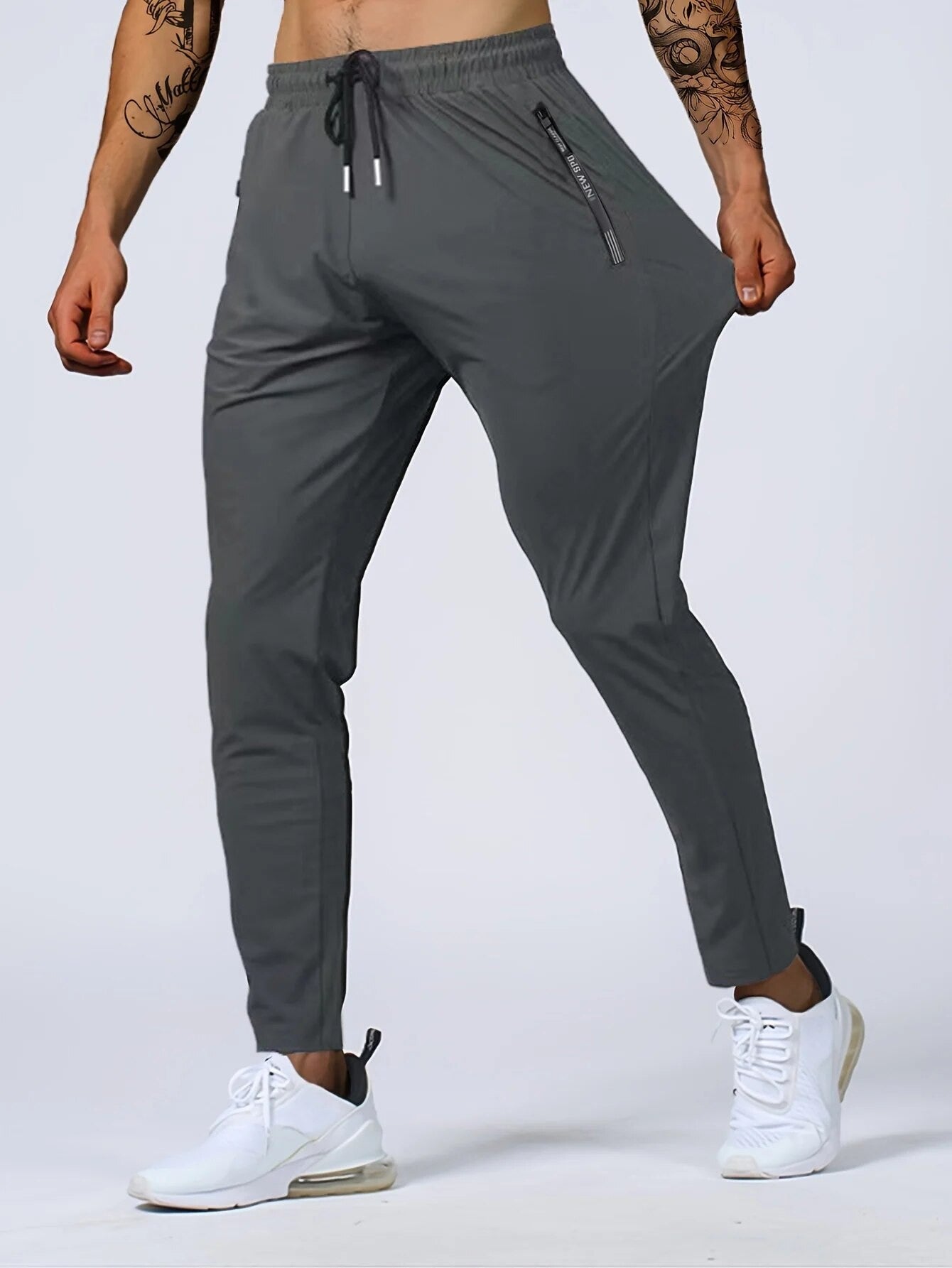 Calça Jogger Masculina De Secagem Rápida, Respirável, Com Cordão Na Cintura, Elegante E Elástica, Para Fitness