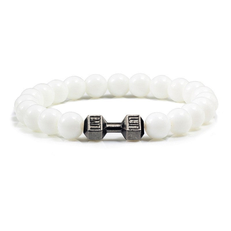 Pulseira Feminina/Masculina Ajustável Desgastada Preta, com Contas, Haltere, Joias de Yoga, Braceletes Originais