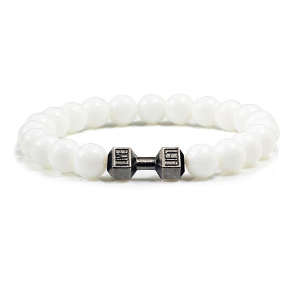 Pulseira Feminina/Masculina Ajustável Desgastada Preta, com Contas, Haltere, Joias de Yoga, Braceletes Originais
