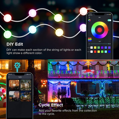 USB Christmas Lights String 5m 10m Bluetooth Music APP Remote DC5V WS2812B Party Wedding Garden Backyard Star Rugby Strawberries