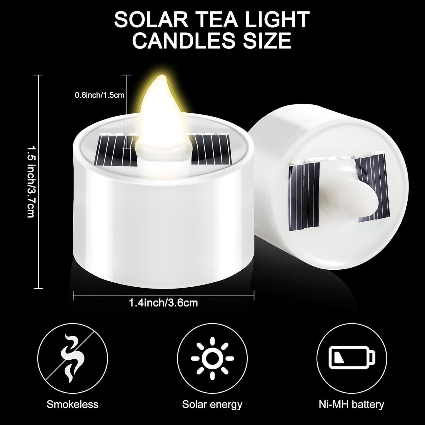 Solar LED Flameless Candles Waterproof Rechargeable Lights for Outdoor Garden Party Halloween Gift Day of the Dead Decoration