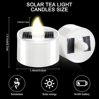 Solar LED Flameless Candles Waterproof Rechargeable Lights for Outdoor Garden Party Halloween Gift Day of the Dead Decoration