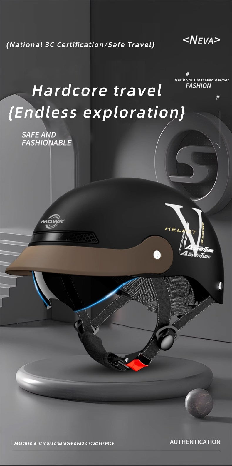 MOWK Capacete de Motocicleta Vintage Meio Capacete de Verão Respirável para Homens e Mulheres Scooter Elétrica a Jato Capacete Aberto Capacete de Segurança Refletivo