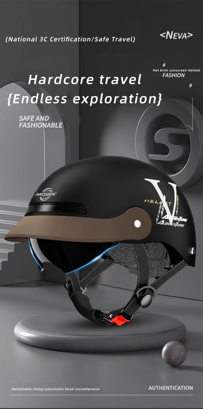 MOWK Capacete de Motocicleta Vintage Meio Capacete de Verão Respirável para Homens e Mulheres Scooter Elétrica a Jato Capacete Aberto Capacete de Segurança Refletivo
