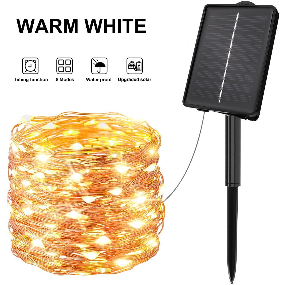 100/200 Leds Solar Fairy Light Outdoor Garland Solar Lamp for Courtyard Christmas Tree Garden Waterproof