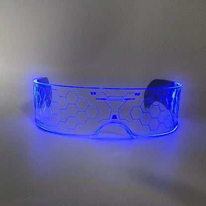 Led Luminous Glasses Bar Masquerade Concert Rave Goggles Rainbow Space Robot Futuristic Led DJ LIGHT Glasses Star Y2k Glasses