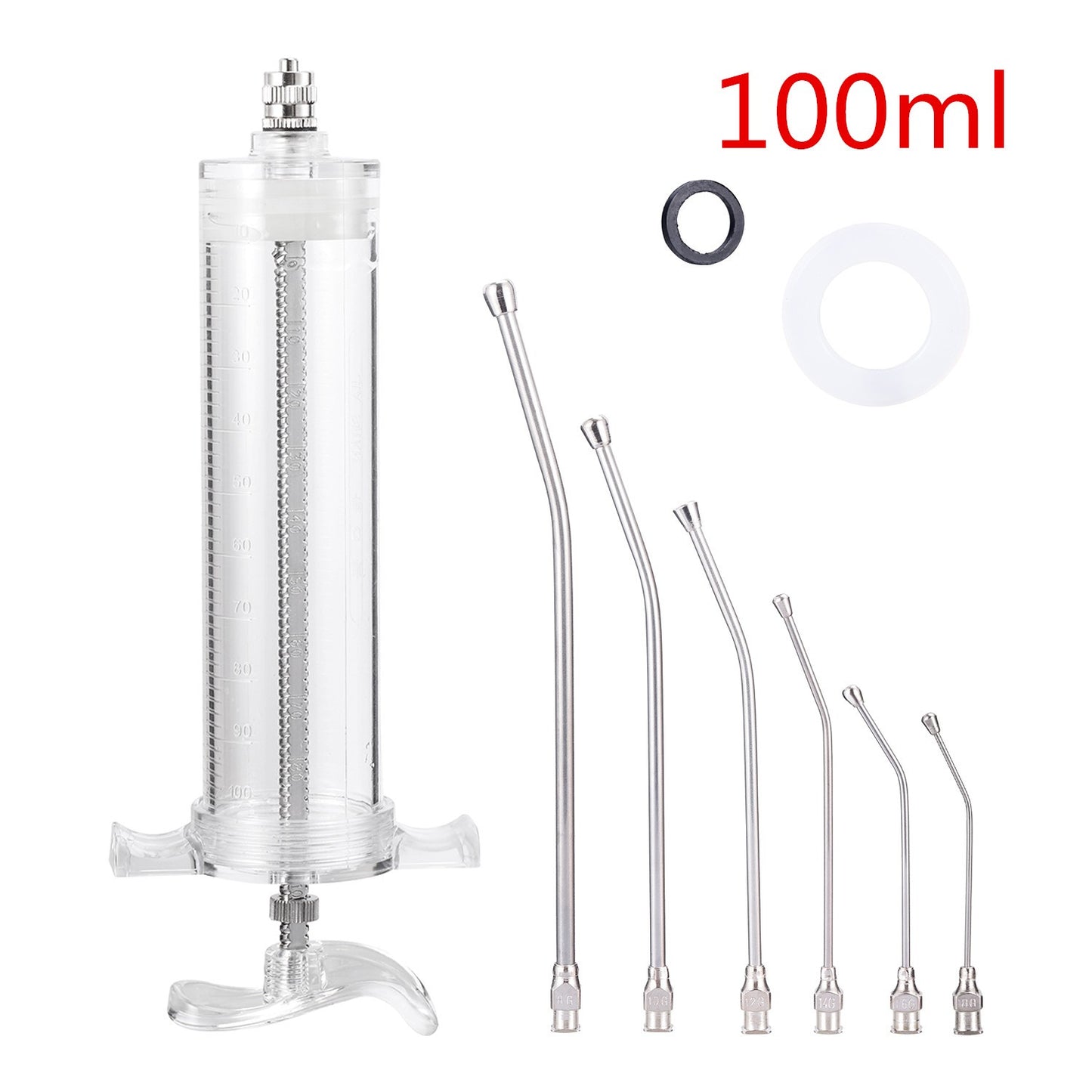 Alimentação manual de pintos e pássaros jovens de canários e pombos, conjunto de seringas de 10/20/50/100ml, 6 peças de tubo curvo de PC, colher de alimentação de metal.