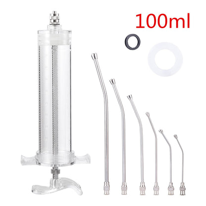 Alimentação manual de pintos e pássaros jovens de canários e pombos, conjunto de seringas de 10/20/50/100ml, 6 peças de tubo curvo de PC, colher de alimentação de metal.