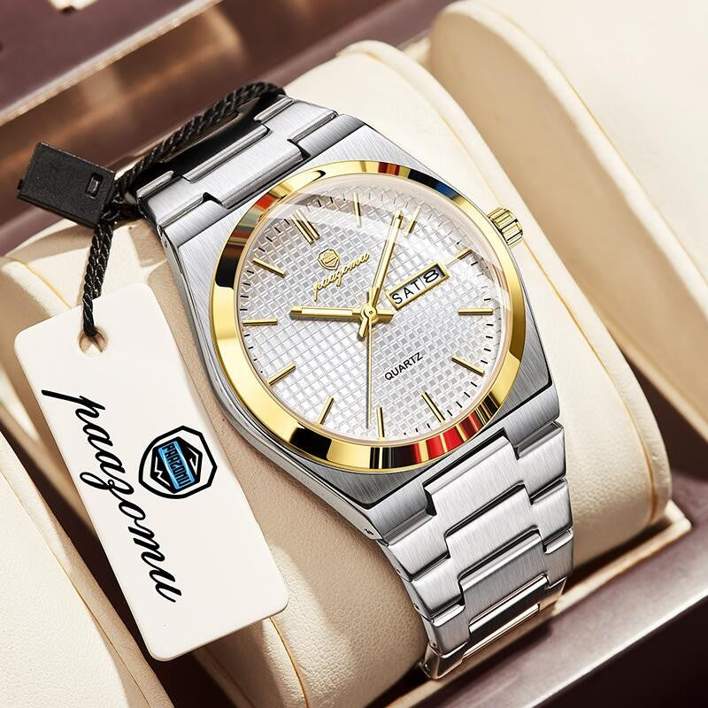 PAAZOMU Relógio Masculino de Luxo Original Moda Luminoso À Prova D'água Cronógrafo Data Relógio Masculino Couro Quartzo Relógios Masculinos Reloj