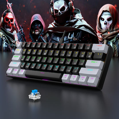 60% wired gaming keyboard, RGB backlight ultra compact mini keyboard, waterproof small compact 61 key keyboard for pc/Mac gamers