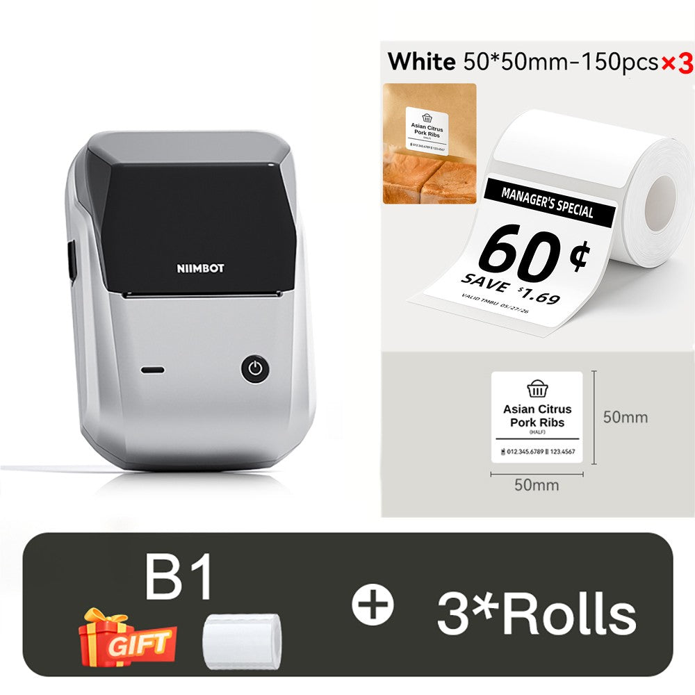 NIIMBOT B1 Portable Thermal Printer With Tapes 2 Inch Adhesive Label Printer Mini Bluetooth Sticker Maker Support Smartphones PC
