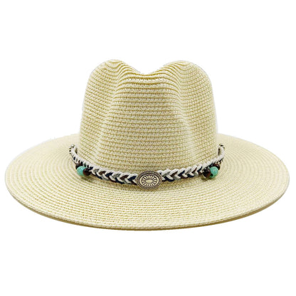 Rose Red Summer Straw Hat Jazz Top Visor Hat New Accessories Outdoor Summer Visor Beach Hat  sombreros