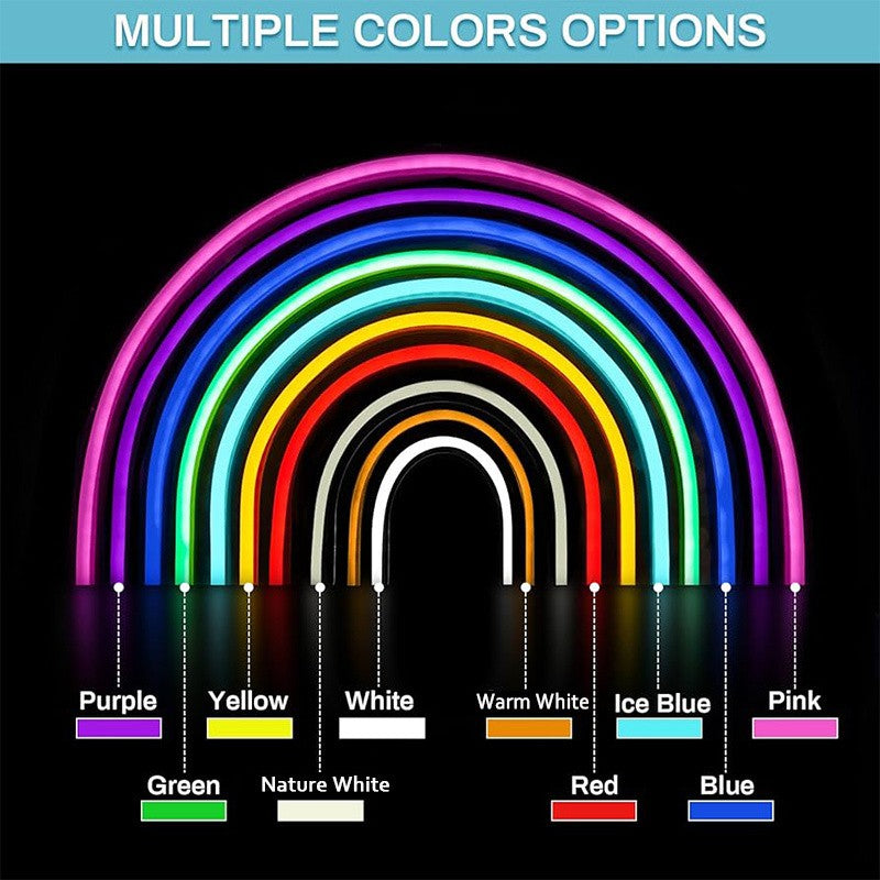 Neon LED Strip Battery Operated, 9Colors Neon Rope Lights With Battery Box Flexible DIY Design for Glow Neon Party Birthday