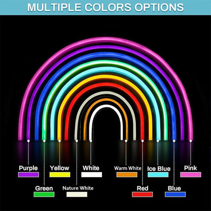 Neon LED Strip Battery Operated, 9Colors Neon Rope Lights With Battery Box Flexible DIY Design for Glow Neon Party Birthday