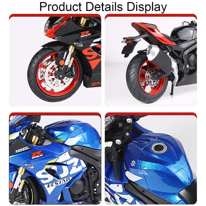 1:12 Suzuki GSX1000R R1250GS Liga Diecast Brinquedos Modelos de Motocicletas Carro com Luz Absorção de Choque Miniatura Moto Meninos Presentes