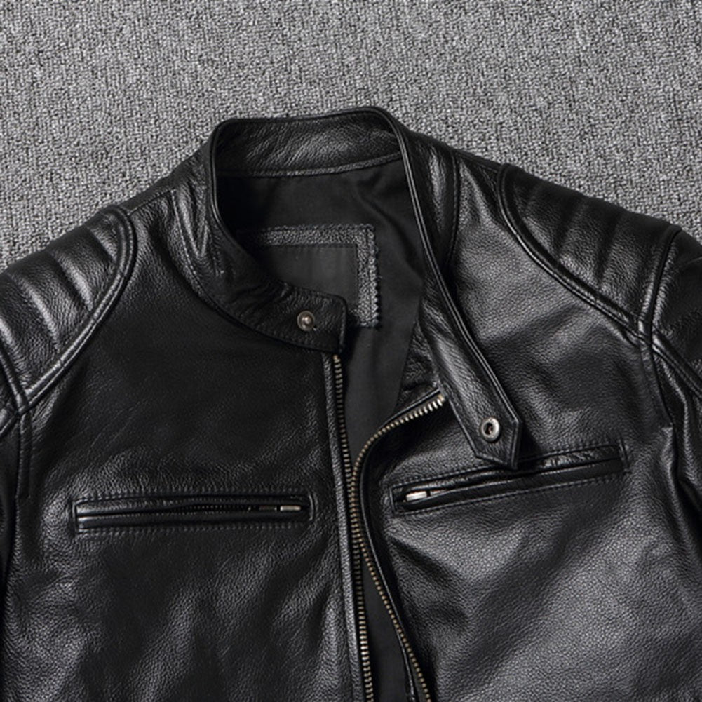 Men Imatition Leather Retro Stand Collar Jacket PunkStyle Coat Motorcycle Clothe
