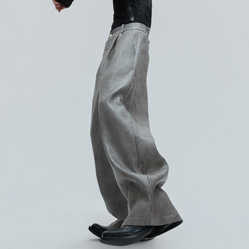 LUZHEN Fashion Original Metal Color Wide Leg Casual Pants Men 2025 New Luxury Solid Color High Quality Handsome Trousers JY4784