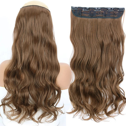 Extensão de Cabelo Liso Comprido de Fibra Sintética Resistente ao Calor com 5 Clipes 22"32" Preto Castanho Loiro