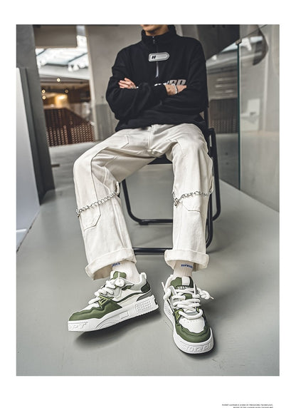 Men's Trendy Skate Shoes, Comfy Non Slip Casual Lace Up Sneakers For Men's Outdoor Activities