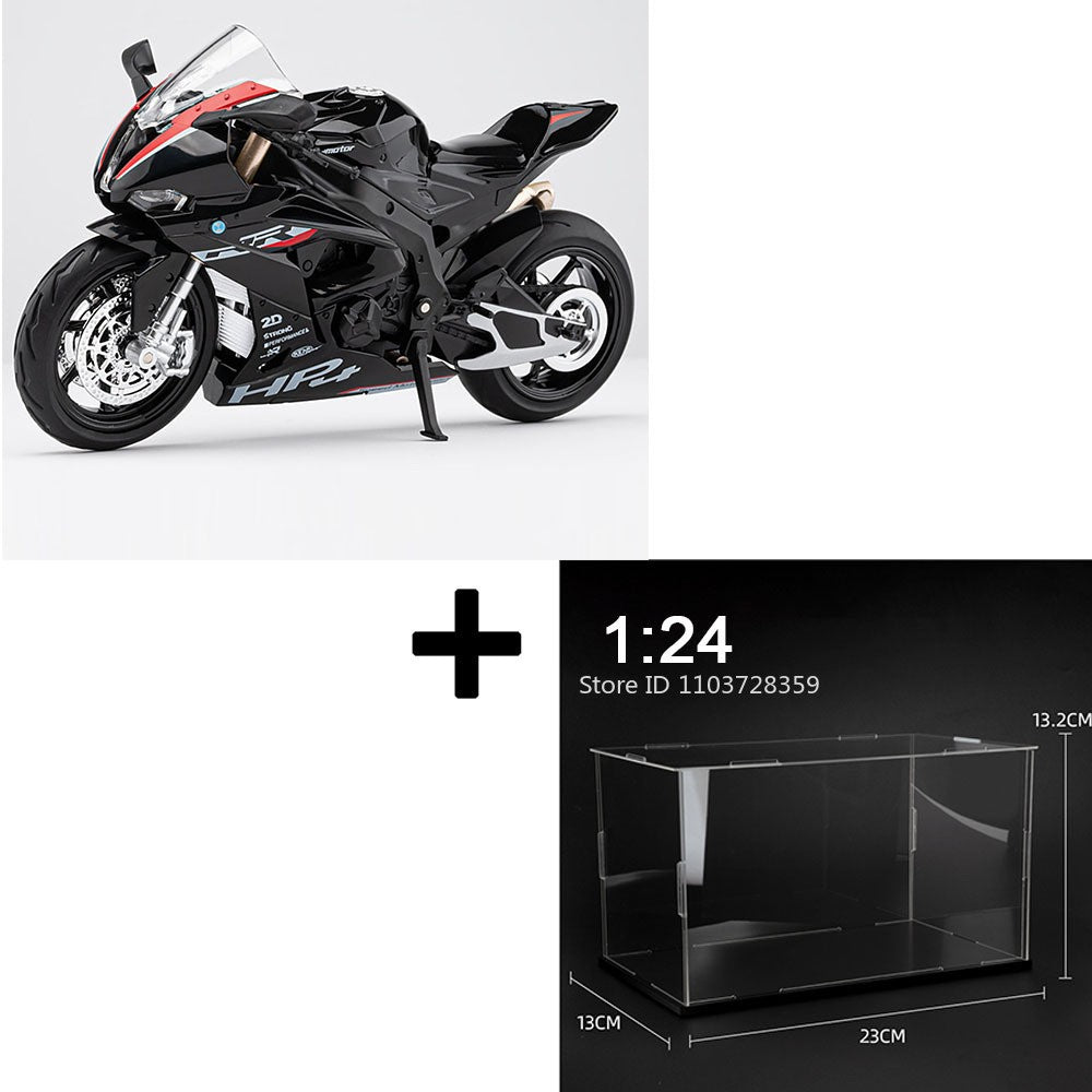 Miniaturas de Motocicletas de Brinquedo Modelo HP4 1:12 Liga Fundida com Som, Luz, Amortecimento, Pneus de Borracha, Enfeite, Presentes para Meninos
