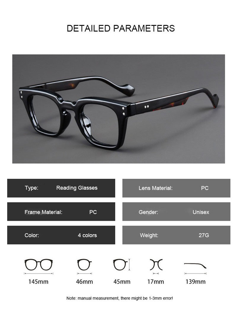 2025 New Large Frame Square Presbyopic Reading Glasses Women Men Vintage Spectacles With 0 +1.0 +1.5 +2.0 +2.5 +3.0 +3.5 +4.0