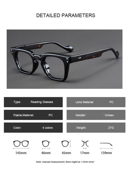 2025 New Large Frame Square Presbyopic Reading Glasses Women Men Vintage Spectacles With 0 +1.0 +1.5 +2.0 +2.5 +3.0 +3.5 +4.0