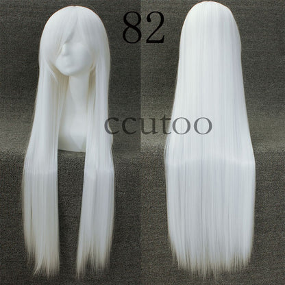 ccutoo 100cm Peruca de Cosplay Reta Sintética de Cabelo Longo de Alta Temperatura 82 Cores Disponíveis